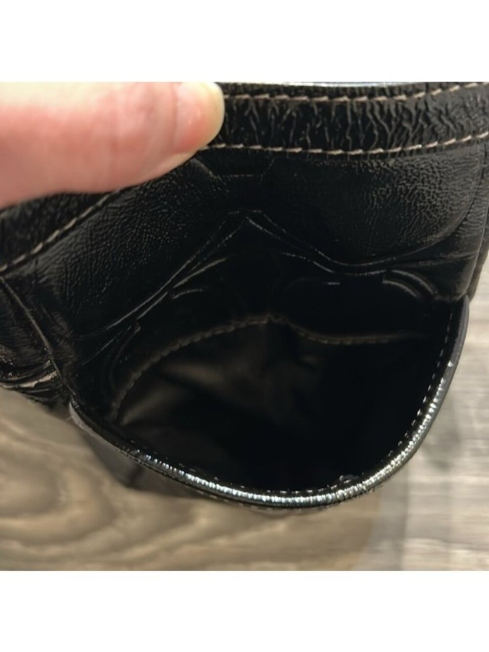 Coach Gallery Embossed Patent Leather Tote Shoulder City Bag Black Y2K - Picture 10 of 16